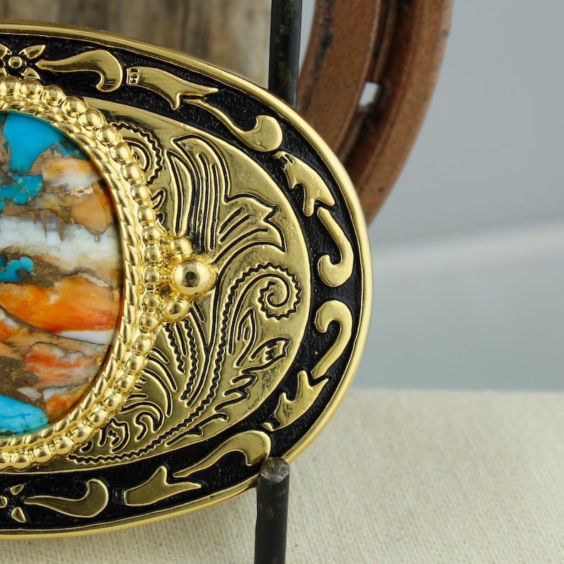 Spiny Oyster /& Turquoise Belt Buckle Cowboy Belt Buckle Boho Belt Buckle Western Belt Buckle