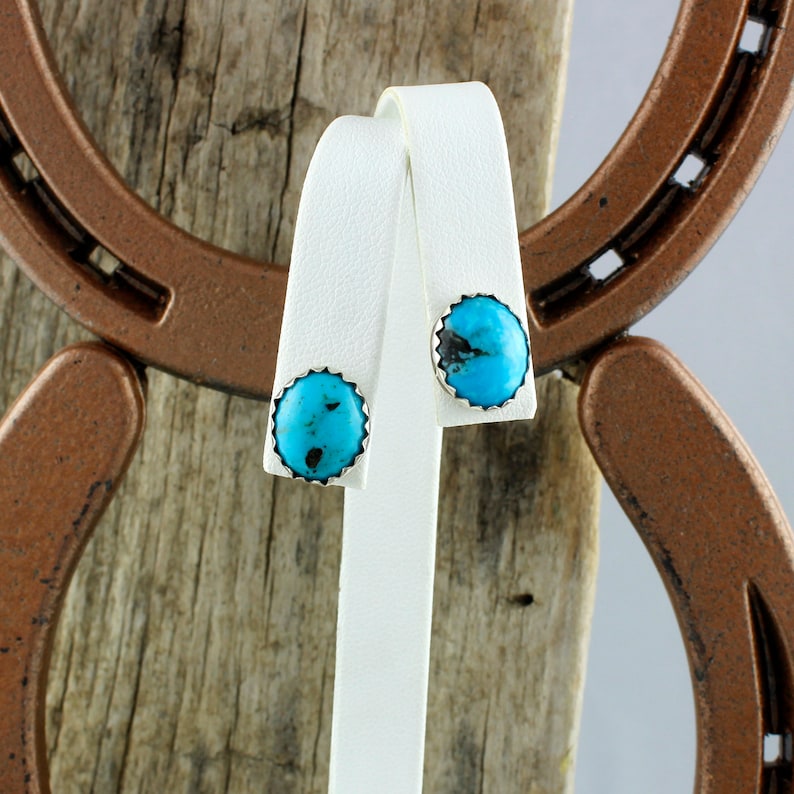 Boho Earrings Silver Post Earrings Turquoise Studs Kingman Turquoise Earrings