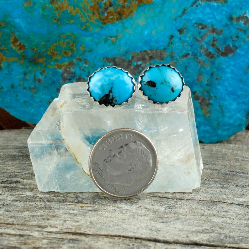 Boho Earrings Silver Post Earrings Turquoise Studs Kingman Turquoise Earrings