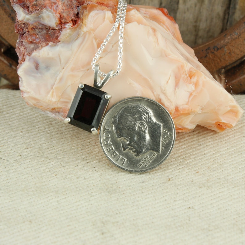 Sterling Silver Pendant Necklace Natural Red Garnet Pendant Natural Red Garnet Necklace