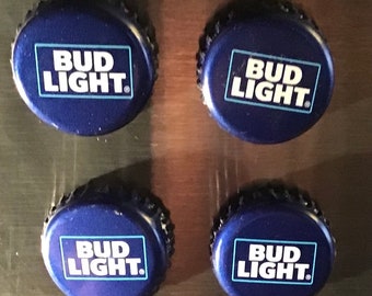 Bud Light Beer bottle cap magnet set of 4 scratch proof
