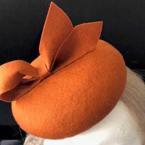 100 Merino Wool Fascinator Hat Black Bow Hat Pillbox Hat Etsy