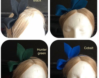 Custom Color Elegant Chic Wool Felt Large Bow headband, hair clip, night out, party, wedding, for lady or girl