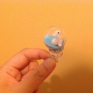Ronny the Harp Seal - Glass Sphere Ring - adjustable and one size fits all