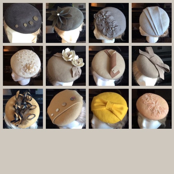 100% Merino Wool Fascinator Hat - Grey Carmelia Hat, Pillbox  display picture 1