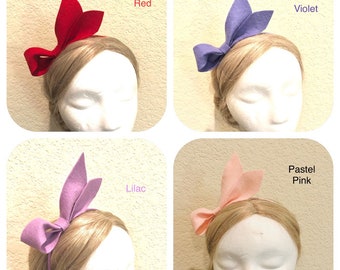 Custom Color Elegant Chic Wool Felt Large Bow headband, hair clip, night out, party, wedding, for lady or girl