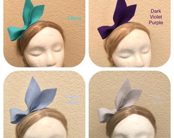 Custom Color Elegant Chic Wool Felt Large Bow headband, hair clip, night out, party, wedding, for lady or girl