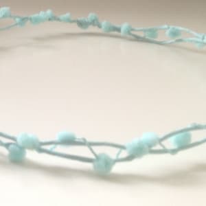 20% OFF Sale - Sea Muse: Aqua Blue Pom-pom Hair Wreath Crown Tiara - Party - Flower Girls - bridesmaids - beach wedding