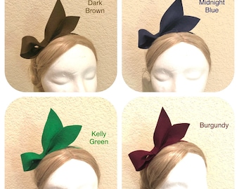 Custom Color Elegant Chic Wool Felt Large Bow headband, hair clip, night out, party, wedding, for lady or girl