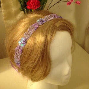 20% OFF Larisa: Sash/Headband Only One (From Europe)--Iris Lilac Embroidered Rhinestones Pearls Sequins Organza Cotton Lace