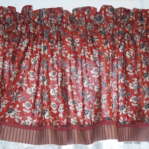 Rust Red Floral Valance – 17x64 Andover Bridgeport Toile Curtain | Rod Pocket Window Treatment | Handmade Drapes Custom Jobs