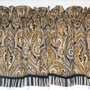 Black Tan Valance 17x55 – Leesburg Mill Creek Flint Toile Curtain | Brass Drapery Window Topper | Custom Handmade Valance Home Décor
