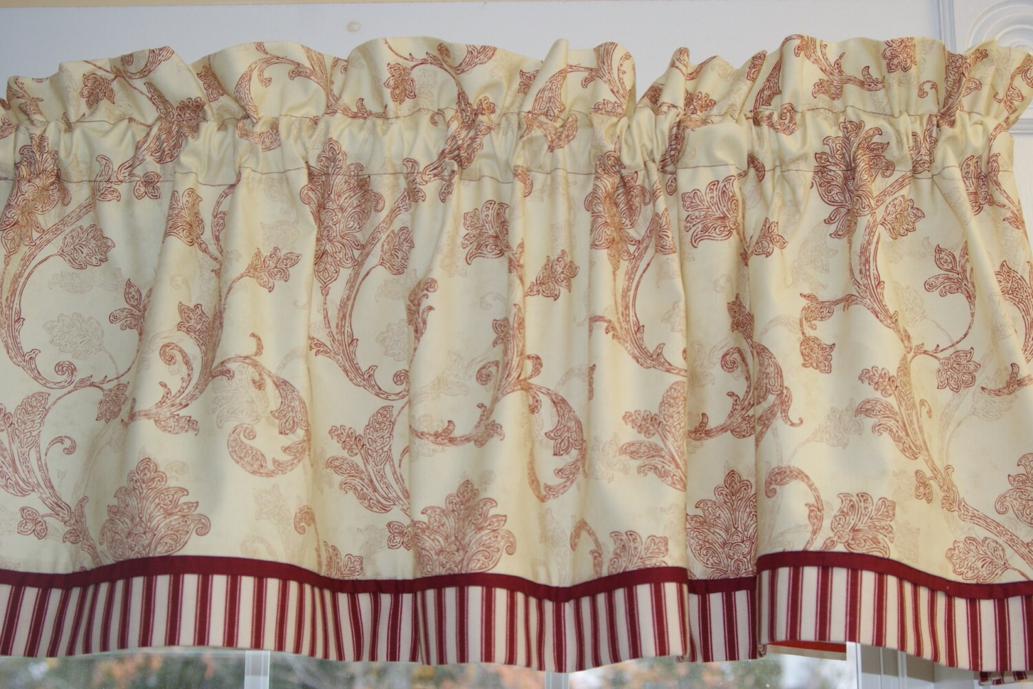 Inspirations Waverly Red Cream Floral Toile Valance 17 x 53 Etsy