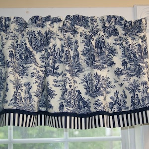 Blue Toile Valance 17x54 – Rustic Life by Waverly | Handmade Rod Pocket Curtain Topper Curtain Window  Dressing  Home Décor Custom Jobs