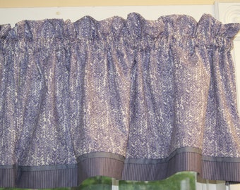 Lavender Leaf Valance 17x44 – Purple White Windsong Oasis Curtain | Rod Pocket Window Topper | Custom Drapery Kitchen Bedroom Décor