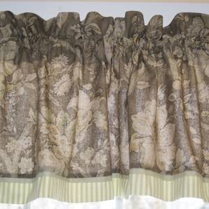 Khaki Green Tan Gold Valance Breamore Floral 17&quot; X 54&quot; Curtain Window Treatment Dressing Drapes Home Décor Custom Jobs
