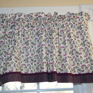 Purple Plum Green White Valance Betties Floral Botanica Forest Fruit 17 X 44 Curtain Window Treatment Dressing Drapes Home Décor Custom Jobs