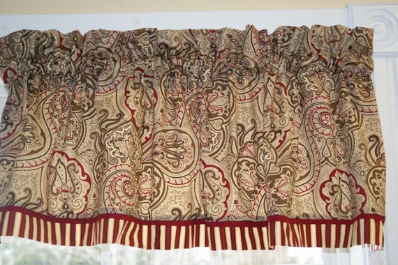 Paddock Shawl Waverly Crimson Espresso Toile Valance 17 Etsy