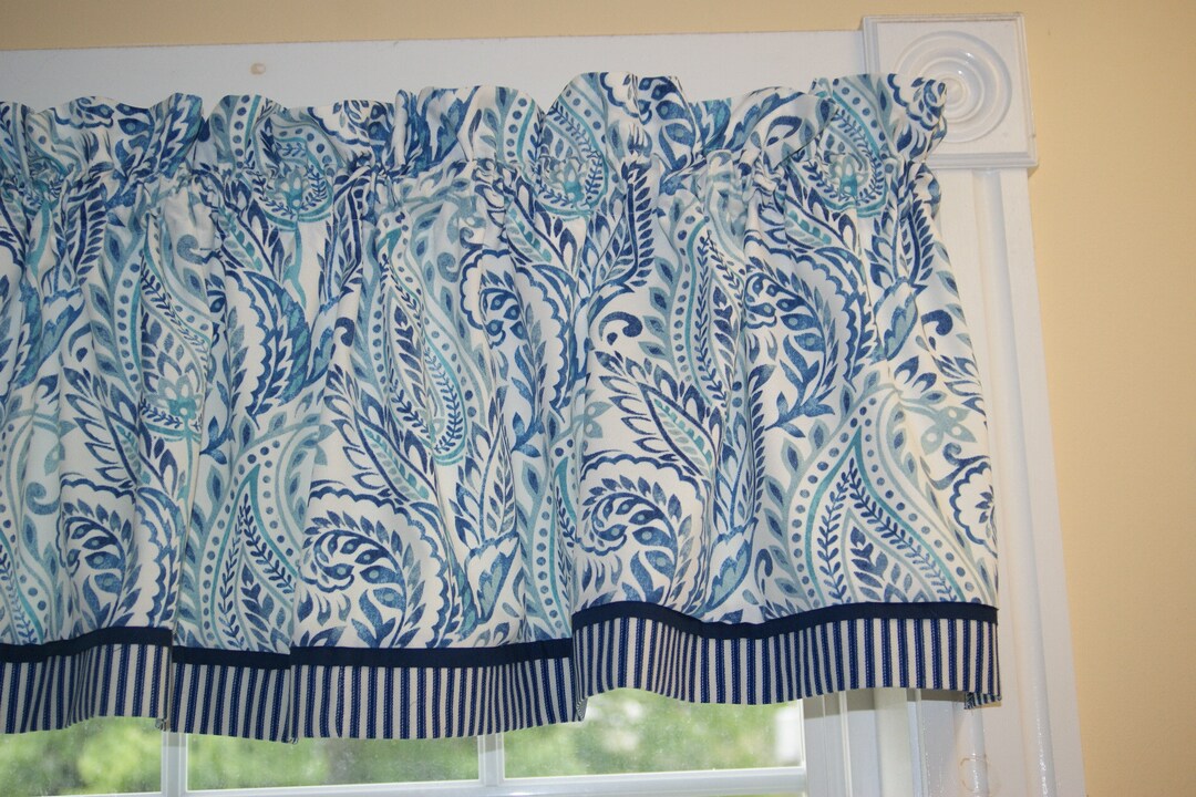 Blue Valance Algurats Solarium Richloom Paisley 17 X 54 Drapery Weight