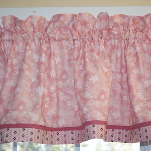 Pink Rose Valance 17x44 – Tuscan Wildflower by Kaufman | Handmade Rod Pocket Curtain Topper Window Treatment Dressing Drapes Home Custom Job