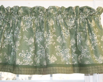 Green White Valances Flowers Covington 5th Avenue Designer 17 x 54 Window Kitchens Bedrooms Bathrooms Living Rooms Dining Custom Orders