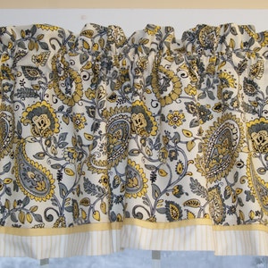 Gold Paisley Valance 17x55 – Chauncey Cliffside Curtain | Mill Creek Rod Pocket Drapery | Custom Window Topper Dressing Drapes Home Décor