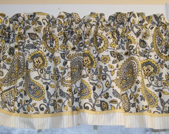 Gold Paisley Valance 17x55 – Chauncey Cliffside Curtain | Mill Creek Rod Pocket Drapery | Custom Window Topper Dressing Drapes Home Décor