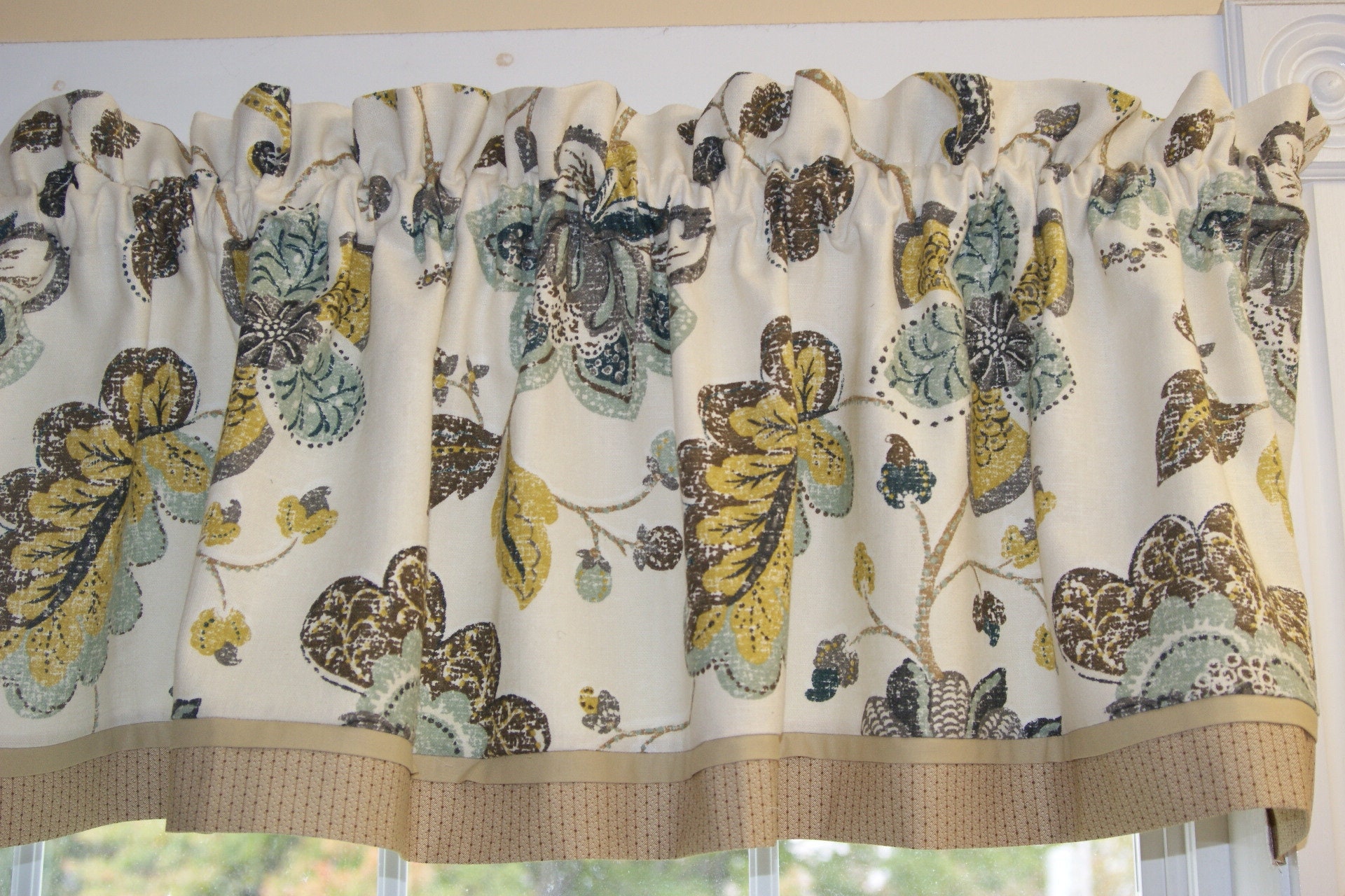 Joanna Floral Macramé Rod Pocket Window Panel With Attached Valance, 55x84 Inches - Bed Bath