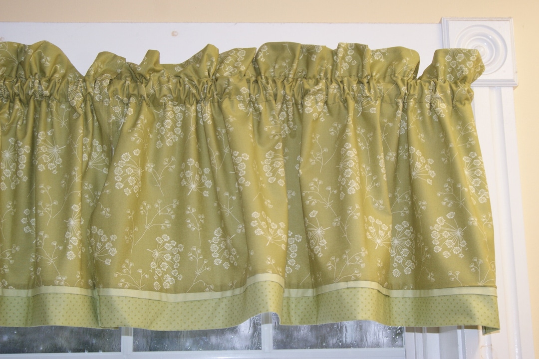 Sage Green Valances 17 X 43 Home Décor Custom Cream Floral Window