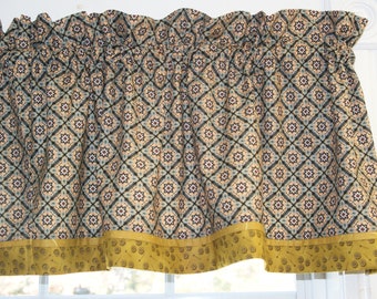 Gold Medallion Valance – 17x44 Caravan Curtain | Black Green White Window Topper | Rod Pocket Drapes Dressing Drapes Home Décor Custom Jobs