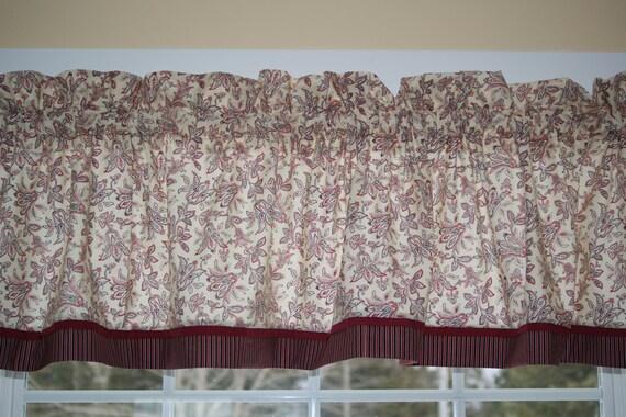 Black White Leaf Toile Valance 17/" X 81/" Can Alter Curtain Window Treatment