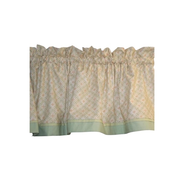 Green Beige Red Valance – 17x44 Poppy Celebration Floral Curtain – Custom Window Topper Alter Curtain Dressing Drapes Décor Custom Orders