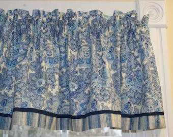 Dark Blue Waverly Inspirations Paisley Valance Toile 17 x 44 Window Treatments Alter Curtain Dressing Drapes Home Décor Custom Orders