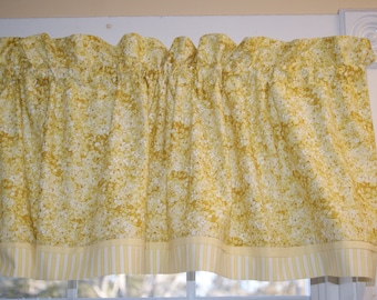 Cenefa floral blanca y dorada amarilla de Michael Miller, 43 x 112 cm, para ventanas, decoración del hogar, trabajos personalizados