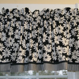White Black Toile Valance – 17x44 Benartex Daisy Shadow Paint Box Curtain – Custom Window Topper Window Treatment Dressing Drapes Home Décor