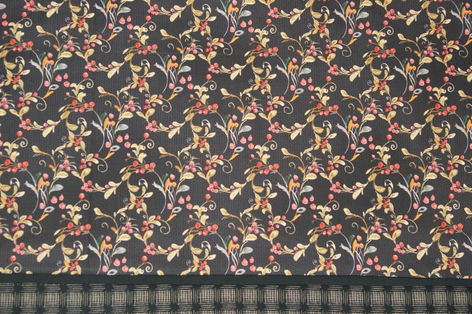 Joann Fabrics Black Red Berry Gold Gray Floral Toile Valance Etsy UK