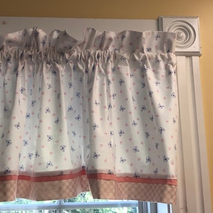 Pink Purple Butterfly Fairy Valance – 17x44 Michael Miller Curtain, Girls Bedroom Window Treatment, Custom Handmade Drapes Home Décor