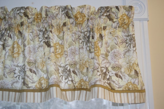 Gold Yellow Waverly Inspiration Floral Toile Valance 17 Etsy