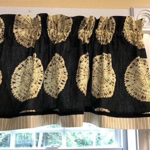 Gold Black Valance – 16&quot;x44&quot; Waverly Sphere Curtain Topper – Custom Window Treatment – Handmade Drapery Waverly Inspirations Beige