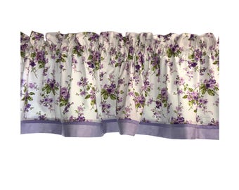 Waverly Rose Lilac Floral Valance Lavender Purple Green 17x44 Handmade Window Curtain Topper Cottage Farmhouse Decor Kitchen Bedroom Bath