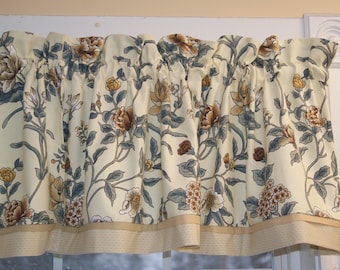 Cenefa de tela color amarillo pálido, verde tostado, para casa de flores, 43 x 112 cm, para cortinas, decoración del hogar, pedidos personalizados