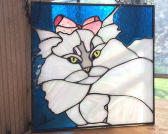 Pet Portraits Custom Stained Glass Use Your Favorite Picture Memorialized Forever Cat Kitten