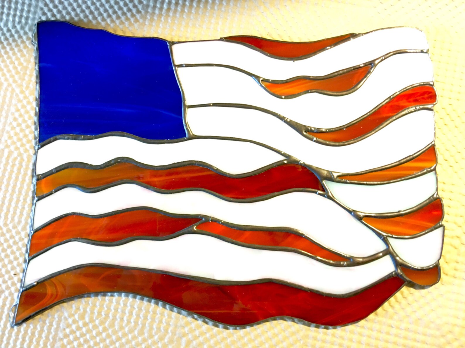 Stained Glass American Flag Patriotic Suncatcher Panel Make Etsy