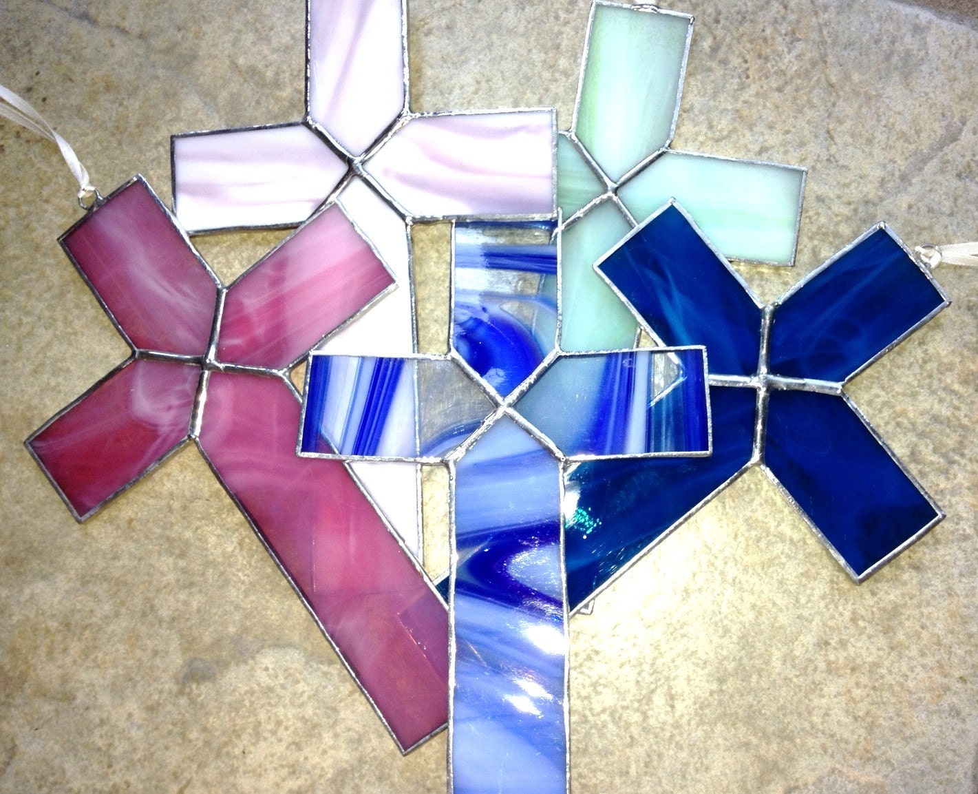 Simple Stained Glass Religious Cross Sun Catcher in Many Etsy