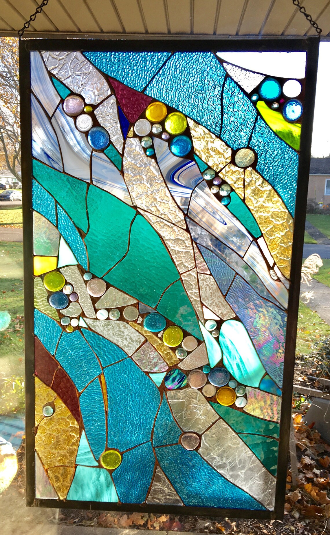 Custom Abstract Handmade Stained Glass Panel Sun Catcher Etsy UK