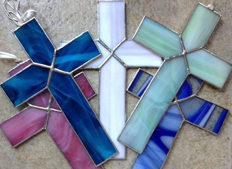 Simple Stained Glass Religious Cross Sun Catcher in Many Etsy
