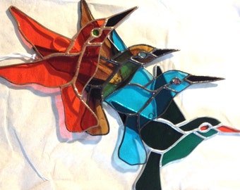 Stained Glass Hummingbird Sun Catcher in Any Color