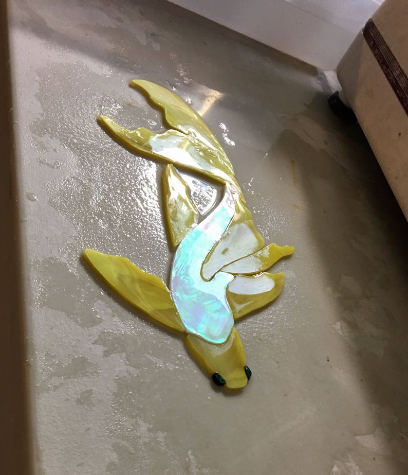 Precut Koi Fish Stained Glass Orange Any Color Mosaic Inlay Glass Tile Pavor