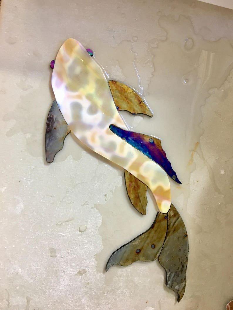 Precut Koi Fish Stained Glass Orange Any Color Mosaic Inlay Glass Tile Pavor