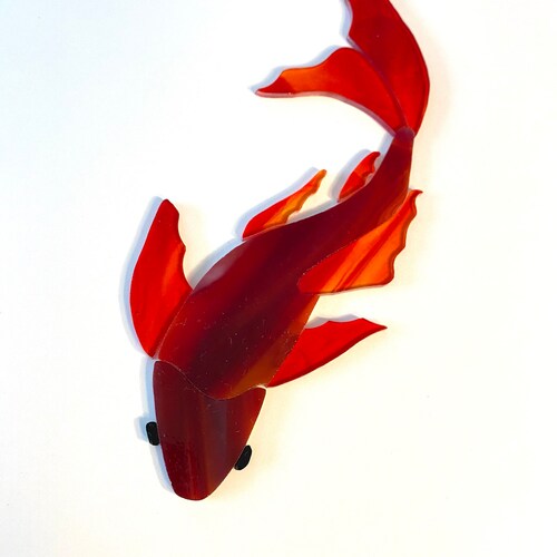 Mosaic Precut Koi Fish Stained Glass Red Orange Custom Mosaic Etsy